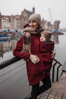 Těhotenská softshellová parka/ kabát 5v1 na nošení dětí, Burgundy