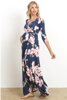 Těhotenské květinové maxi šaty Thalia Navy