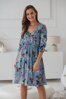 Těhotenské šaty na kojení Lovely Dress, Blue with flowers