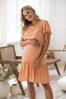 Těhotenské, kojící šaty Lovely Dress Peach with Flowers SS