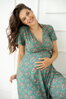 Těhotenské, kojící šaty Milk Shake Green Print