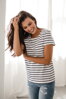 Pruhované tričko ke kojení Mama Flow Navy stripes