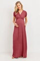 Těhotenské a kojící maxi šaty Carol Red Brown