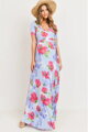  Světle modré květinové těhotenské maxi šaty ke kojení Elena