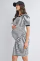 Pruhované přiléhavé těhotenské šaty Kimberley Stripes