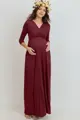 Těhotenské a kojící maxi šaty s 3/4 rukávem Natalie Burgundy