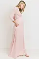 Těhotenské a kojící maxi šaty s 3/4 rukávem Natalie Blush