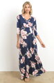 Těhotenské květinové maxi šaty Thalia Navy