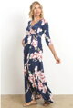 Těhotenské květinové maxi šaty Thalia Navy