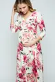  Těhotenské květinové maxi šaty Trinity Cream
