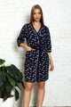 Tenký bavlněný župan do porodnice LaPenna 19269 Navy with Pink Heart