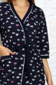 Tenký bavlněný župan do porodnice LaPenna 19269 Navy with Pink Heart