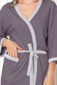 Tenký bavlněný župan do porodnice LaPenna 19279 Dark Grey