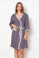 Tenký bavlněný župan do porodnice LaPenna 19279 Dark Grey