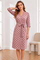 Tenký bavlněný župan do porodnice LaPenna 19282 Dust Pink Dots