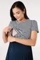 Těhotenské a kojící šaty z organické bavlny Navy/ Stripes