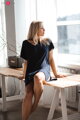 Bambusová kojicí noční košile Moon Navy Blue