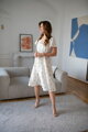 Těhotenské lněné kojící šaty Lovely Midi Dress Sage Dots