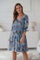 Těhotenské šaty na kojení Lovely Dress, Blue with flowers