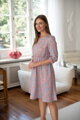 Těhotenské šaty ke kojení, 3/4 rukáv, Lovely Dress Pink Flowers on Blue