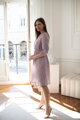 Těhotenské šaty ke kojení, 3/4 rukáv, Lovely Dress Pink Flowers on Blue