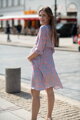 Těhotenské šaty ke kojení, 3/4 rukáv, Lovely Dress Pink Flowers on Blue