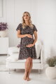 Těhotenské, kojící šaty Lovely Dress Black with Red Flowers SS