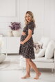 Těhotenské, kojící šaty Lovely Dress Black with Red Flowers SS