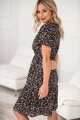 Těhotenské, kojící šaty Lovely Dress Black with Red Flowers SS