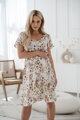 Těhotenské, kojící šaty Lovely Dress Cream with Flowers SS