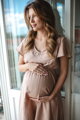Těhotenské, kojící šaty Lovely Dress Light Beige SS