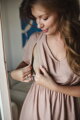Těhotenské, kojící šaty Lovely Dress Light Beige SS