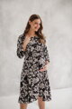 Těhotenské, kojící šaty, dl.rukáv, Lovely Midi Dress Black print