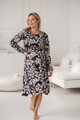 Těhotenské, kojící šaty, dl.rukáv, Lovely Midi Dress Black print