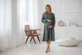 Těhotenské, kojící šaty, dl.rukáv, Lovely Midi Dress Mint