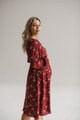 Těhotenské, kojící šaty Lovely Midi Dress Burgundy print, dl.rukáv