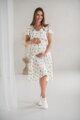 Těhotenské, kojící šaty Lovely Midi Dress White with Lemons SS