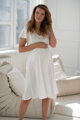 Těhotenské, kojící šaty Lovely Midi Dress Cream White SS