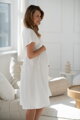 Těhotenské, kojící šaty Lovely Midi Dress Cream White SS