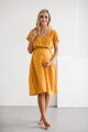 Těhotenské, kojící šaty Lovely Midi Dress Mustard SS
