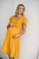 Těhotenské, kojící šaty Lovely Midi Dress Mustard SS