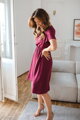 Těhotenské, kojící šaty Lovely Midi Dress Raspberry SS
