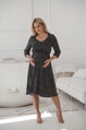 Těhotenské, kojící šaty, 3/4 rukáv, Lovely Midi Dress Black with Dots