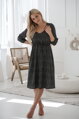 Těhotenské, kojící šaty, 3/4 rukáv, Lovely Midi Dress Black with Dots