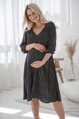 Těhotenské, kojící šaty, 3/4 rukáv, Lovely Midi Dress Black with Dots