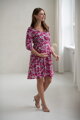 Těhotenské šaty ke kojení, 3/4 rukáv, Lovely Dress Pink Flowers