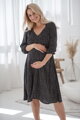 Těhotenské, kojící šaty, 3/4 rukáv, Lovely Midi Dress Black with Dots