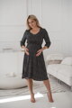 Těhotenské, kojící šaty, 3/4 rukáv, Lovely Midi Dress Black with Dots