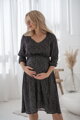 Těhotenské, kojící šaty, 3/4 rukáv, Lovely Midi Dress Black with Dots
