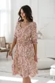 Těhotenské, kojící šaty, 3/4 rukáv, Lovely Midi Dress Beige Print